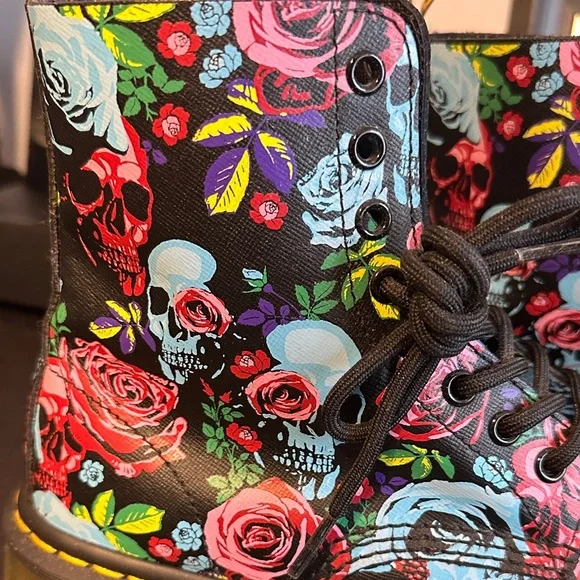 Floral Dr. Martens Combat Boots - Picture 2 of 8
